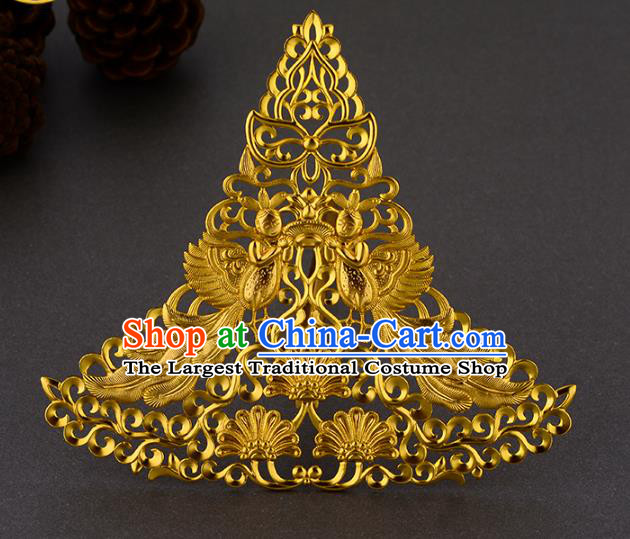 China Ancient Empress Hair Accessories Handmade Traditional Tang Dynasty Queen Golden Hair Crown