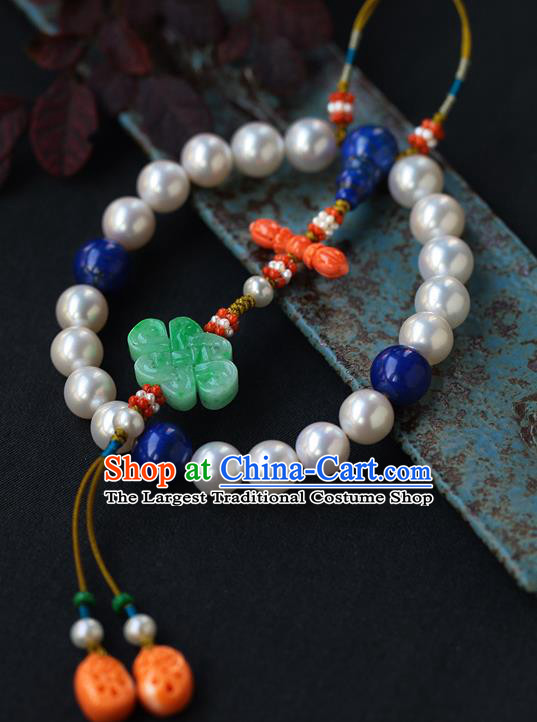 Chinese Ancient Imperial Empress Lapis Jewelry Accessories Traditional Qing Dynasty Jadeite Tassel Brooch