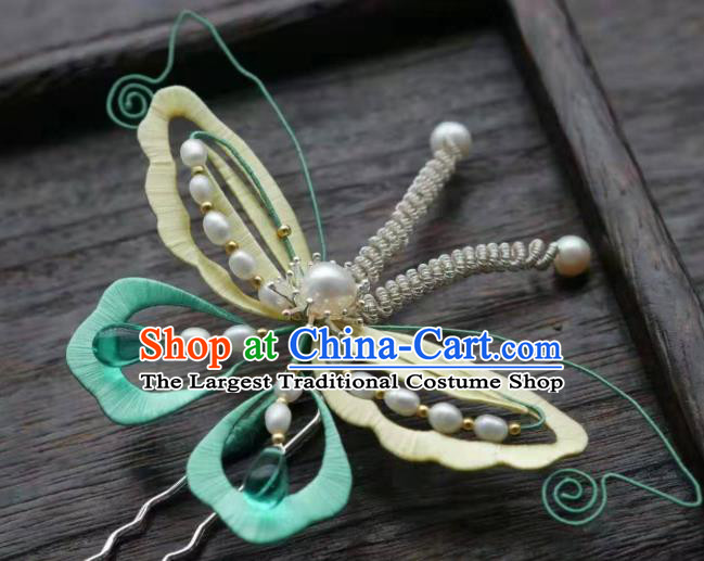 China Traditional Hair Accessories Handmade Ancient Princess Pearls Hair Stick Song Dynasty Butterfly Hairpin