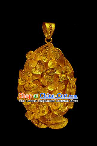 China Traditional Hanfu Necklace Accessories Ancient Princess Golden Flowers Necklet Pendant