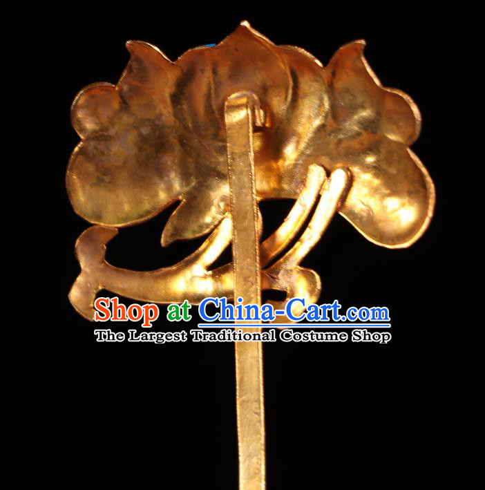 China Handmade Qing Dynasty Queen Ruby Hairpin Ancient Imperial Empress Hair Clip