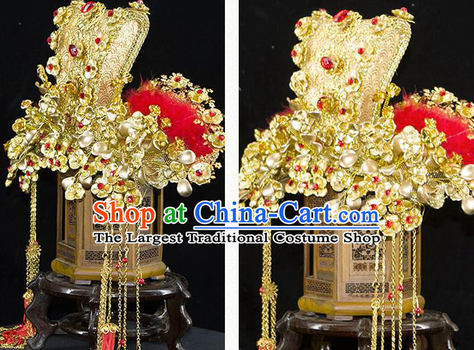 China Traditional Tang Dynasty Queen Hair Accessories Ancient Empress Golden Phoenix Coronet