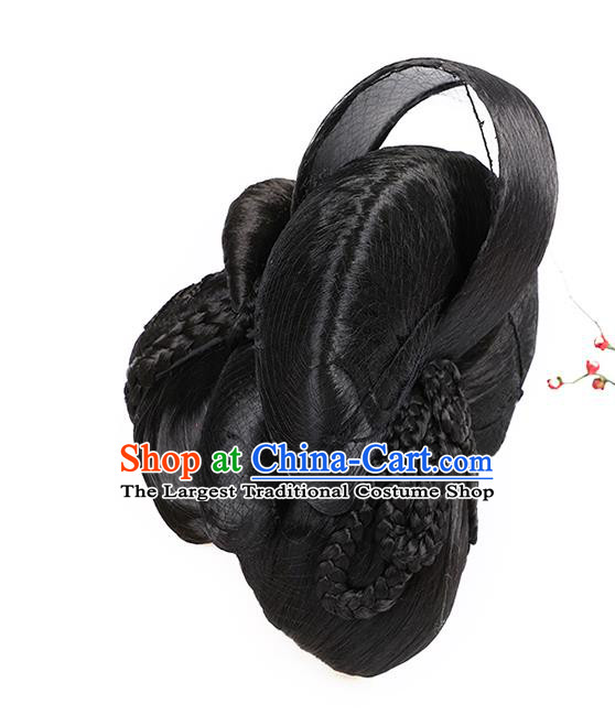Chinese Ancient Court Queen Wig Sheath Traditional Tang Dynasty Empress Wu Zetian Wigs Chignon