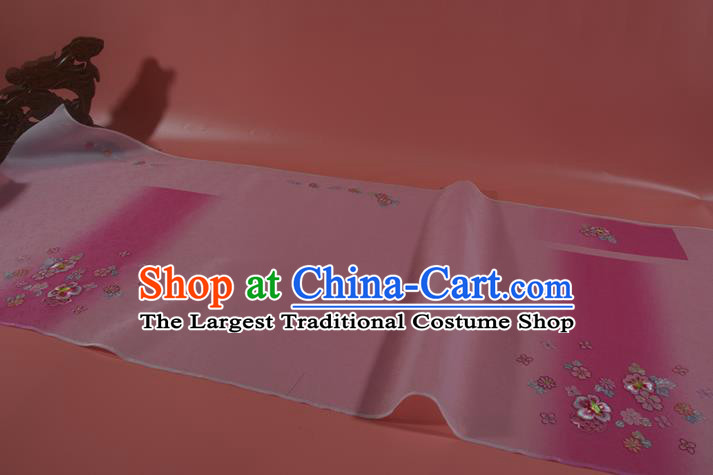 Chinese Traditional Hanfu Deep Pink Silk Fabric Classical Embroidered Peach Blossom Silk Material