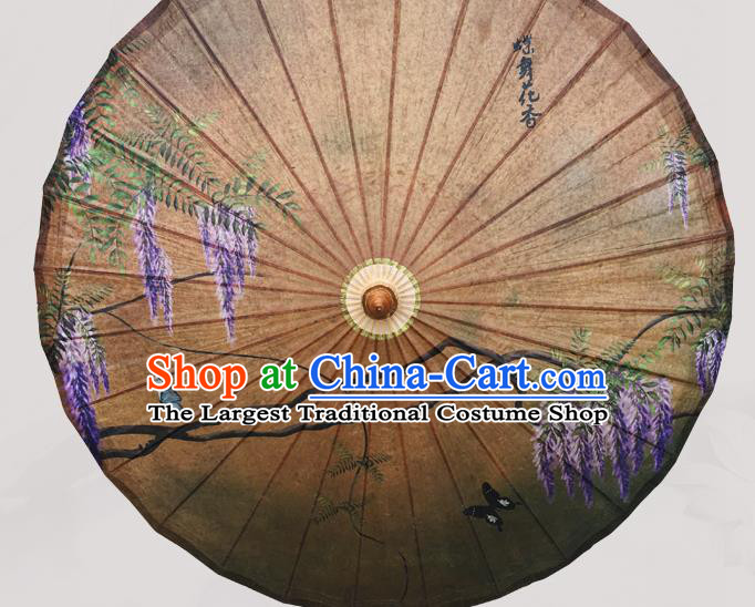 Traditional China Classical Dance Umbrella Painting Wisteria Oil Paper Umbrella Handmade Umbrellas Artware