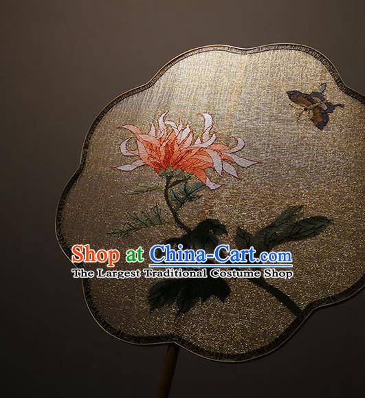 China Classical Chrysanthemum Pattern Palace Fan Handmade Silk Fans Traditional Song Dynasty Hanfu Fan