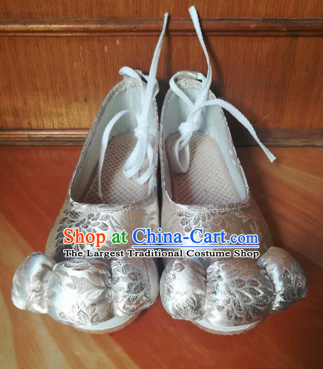 China Hanfu Shoes Classical White Brocade Shoes Traditional Tang Dynasty Princess Shoes
