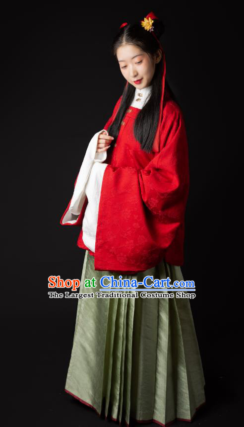 China Ming Dynasty Young Beauty Historical Clothing Ancient Patrician Lady Hanfu Costumes Full Set