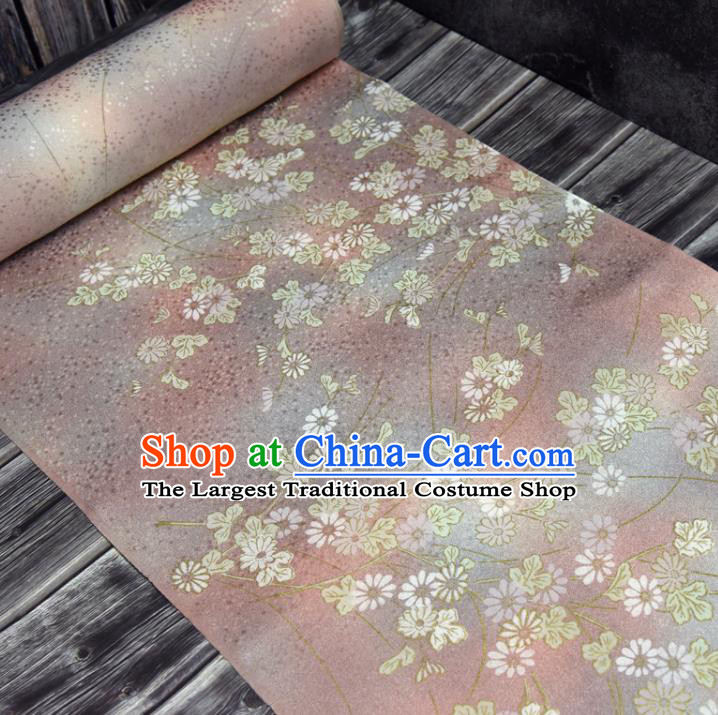 Traditional Japanese Kimono Chrysanthemum Pattern Silk Fabric Asian Japan Pink Brocade Tapestry