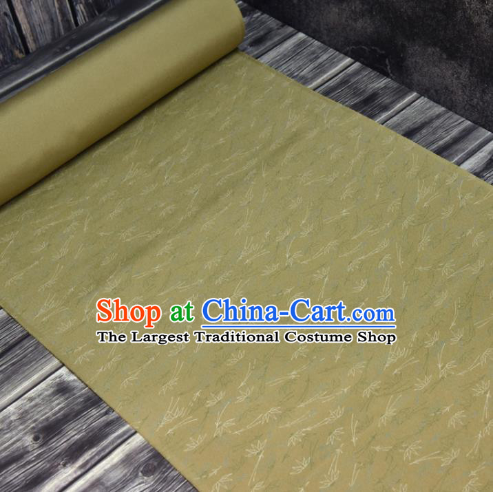 Traditional Japanese Kimono Yellow Pure Silk Fabric Asian Japan Classical Brocade Tapestry