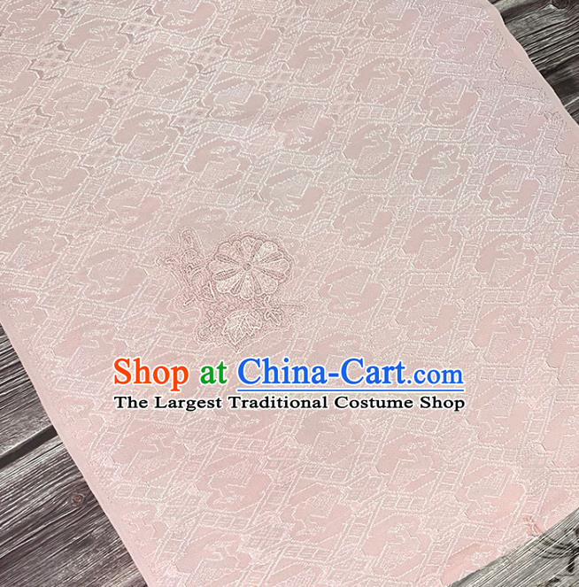 Traditional Japanese Pure Silk Fabric Asian Japan Kimono Embroidered Pattern Pink Brocade Material