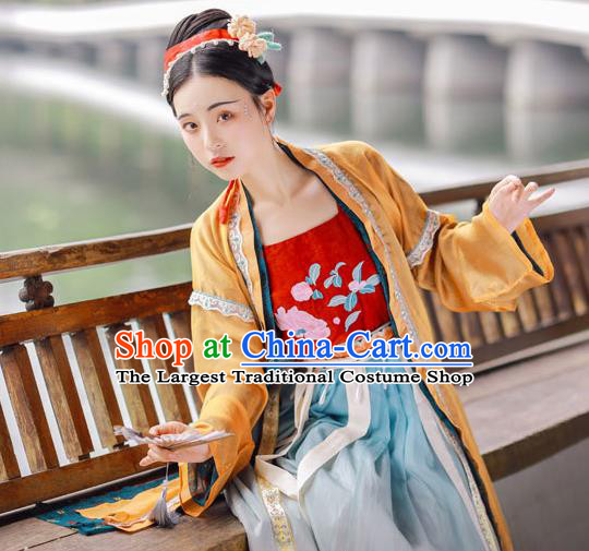 Chinese Ancient Village Girl Hanfu Dress Traditional Song Dynasty Young Beauty Historical Costumes Complete Set