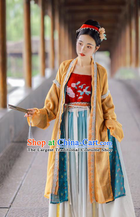 Chinese Ancient Village Girl Hanfu Dress Traditional Song Dynasty Young Beauty Historical Costumes Complete Set