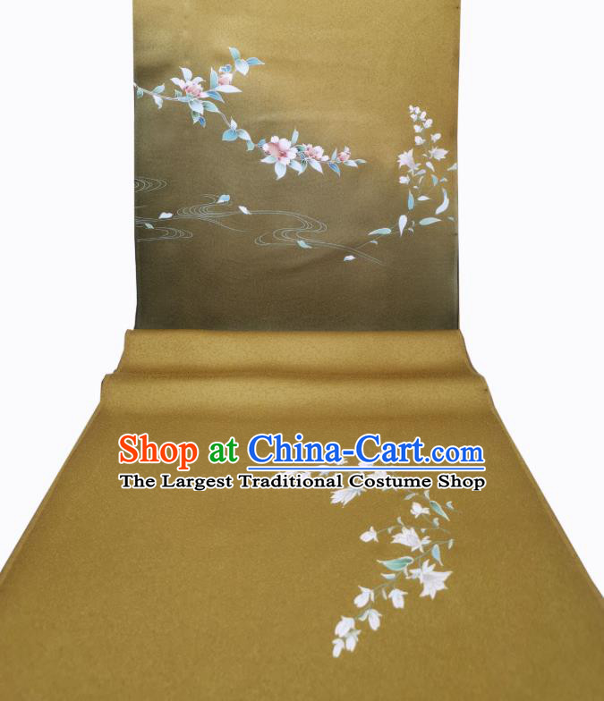 Asian Japan Traditional Peach Blossom Pattern Silk Fabric Brocade Japanese Kimono Tapestry Drapery