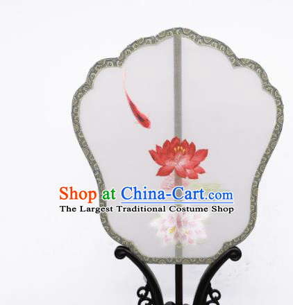 China Suzhou Embroidered Lotus Fan Traditional Song Dynasty Palace Fan Classical Dance Silk Fan