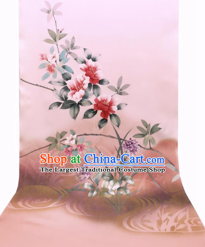 Asian Japan Brocade Material Japanese Kimono Tapestry Traditional Hand Painting Hydrangea Silk Fabric