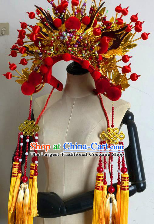 China Traditional Wedding Phoenix Coronet Handmade Peking Opera Hat Beijing Opera Headdress