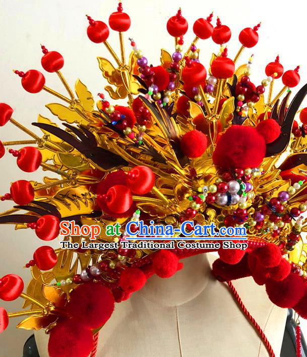 China Traditional Wedding Phoenix Coronet Handmade Peking Opera Hat Beijing Opera Headdress