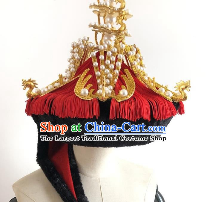 China Traditional Qing Dynasty Empress Hat Handmade Ancient Imperial Queen Phoenix Coronet Headwear
