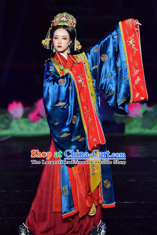China Ancient Imperial Empress Embroidered Costumes Traditional Song Dynasty Wedding Replica Clothing Full Set