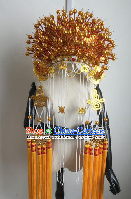 China Traditional Peking Opera Diva Golden Phoenix Coronet Handmade Beijing Opera Empress Headdress