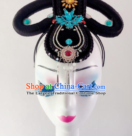 China Traditional Stage Performance Hair Accessories Handmade Classical Dance Headdress Wig Chignon