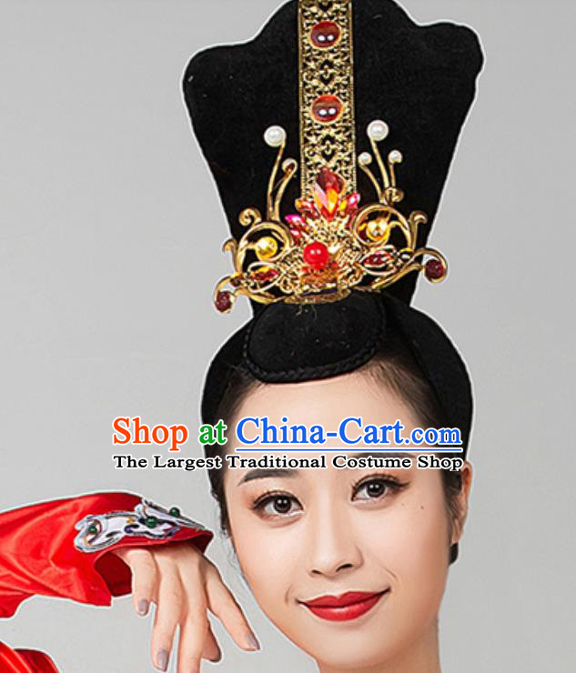 China Handmade Classical Dance Hair Accessories Traditional Tang Dynasty Court Dance Wigs Chignon