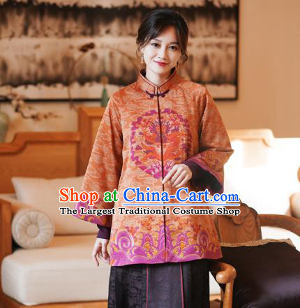 China Classical Women Overcoat Tang Suit Embroidered Jacket National Silk Clothing