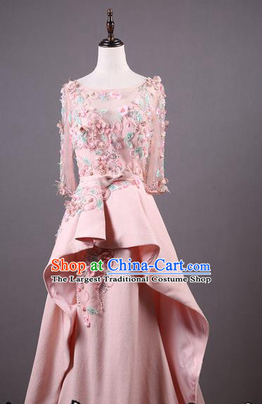 Top Grade Embroidered Pink Full Dress Annual Meeting Catwalks Compere Costume