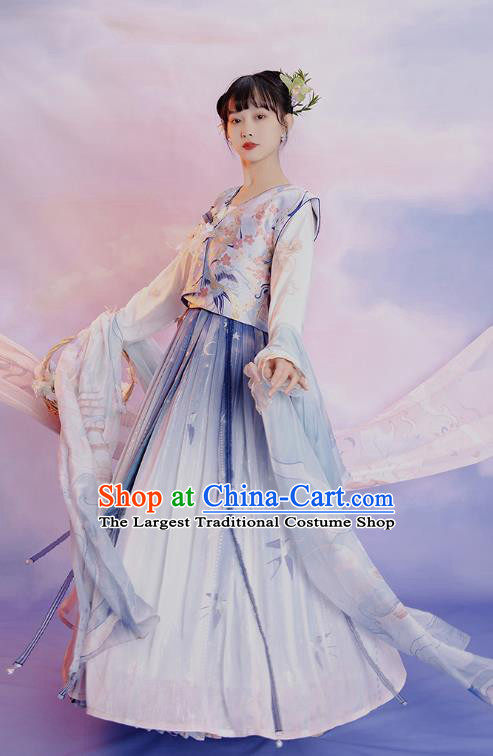 China Ancient Young Beauty Hanfu Dress Clothing Traditional Tang Dynasty Palace Lady Replica Costumes