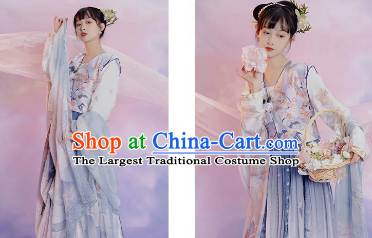 China Ancient Young Beauty Hanfu Dress Clothing Traditional Tang Dynasty Palace Lady Replica Costumes