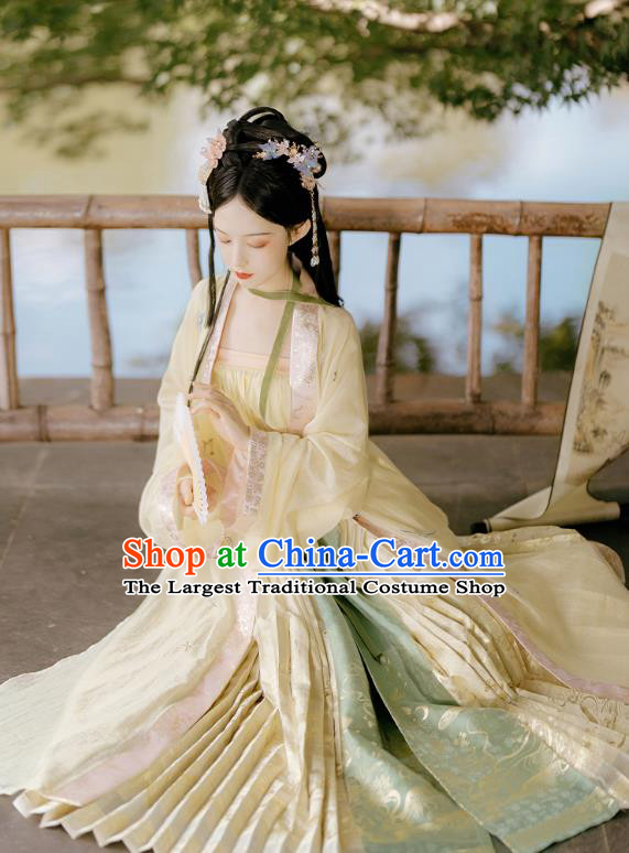 China Traditional Song Dynasty Village Girl Costumes Ancient Country Young Lady Hanfu Clothing Full Set