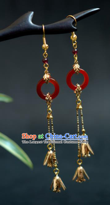 China Handmade Agate Earrings Jewelry Traditional Cheongsam Ear Accessories