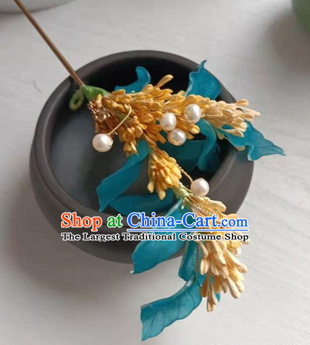 Chinese Ancient Village Girl Hairpin Hanfu Hair Accessories Traditional Ming Dynasty Rice Ears Hair Stick