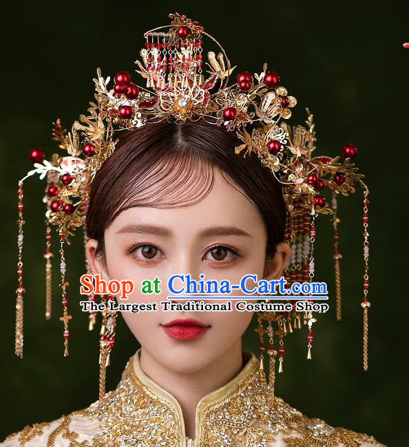 Chinese Classical Xiuhe Suit Plum Blossom Hair Crown Traditional Wedding Hair Accessories Bride Phoenix Coronet