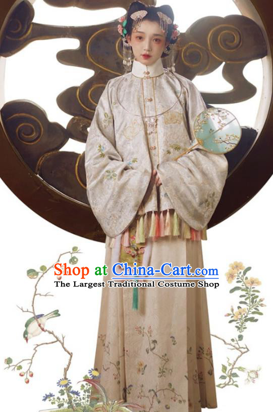 China Ancient Patrician Woman Embroidered Hanfu Clothing Traditional Ming Dynasty Court Historical Costumes Complete Set