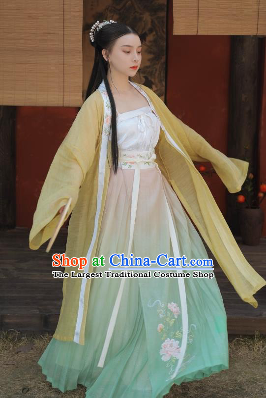 China Ancient Village Girl Hanfu Dress Historical Costumes Traditional Song Dynasty Young Lady Clothing