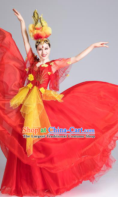 China Modern Dance Clothing Stage Performance Red Dress Spring Festival Gala Opening Dance Costume