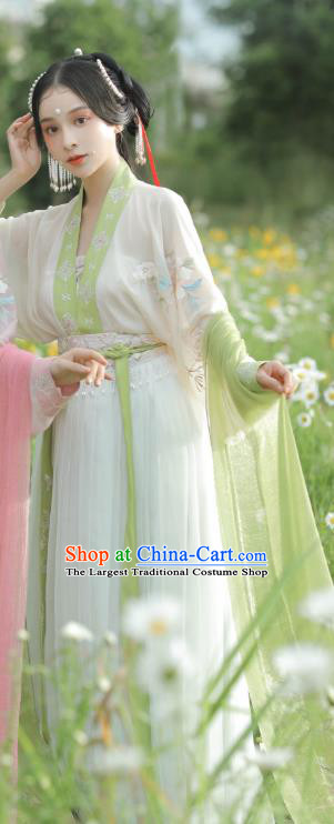 China Traditional Song Dynasty Palace Lady Historical Costumes Ancient Young Woman Hanfu Dress