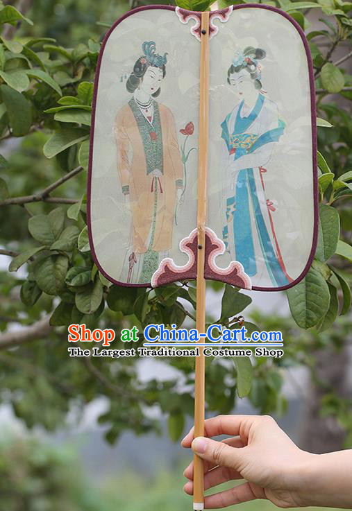 China Classical Dance Silk Fan Handmade Hanfu Fan Traditional Printing Beauty Palace Fan