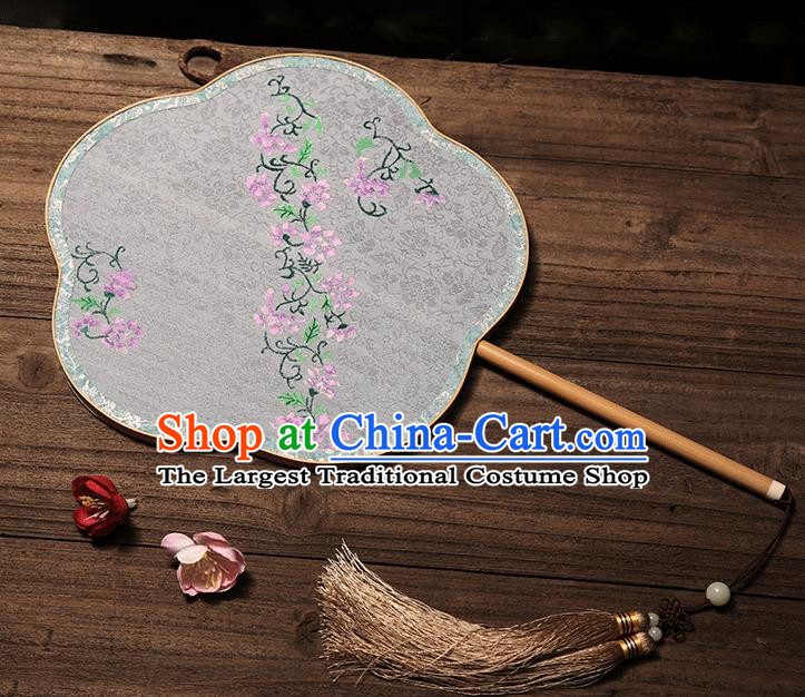 China Classical Dance Fan Handmade Painting Silk Fan Traditional Plum Blossom Palace Fan