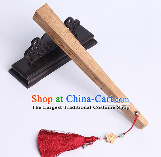 Chinese Classical Folding Fan Handmade Sandalwood Accordion Printing Peacock Fan CraftChinese Classical Folding Fan Handmade Sandalwood Accordion Printing Peacock Fan Craft