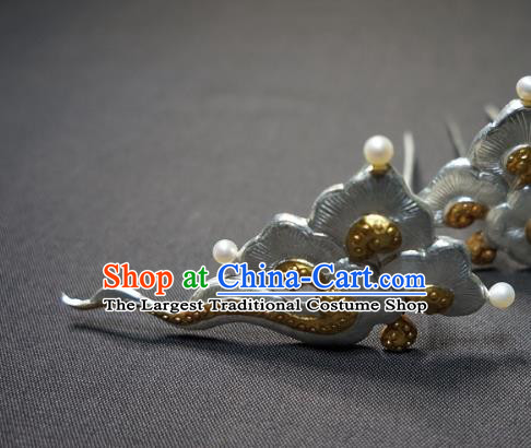 Chinese Ancient Princess Silver Cloud Hairpin Traditional Ming Dynasty Palace Lady Hair Stick
