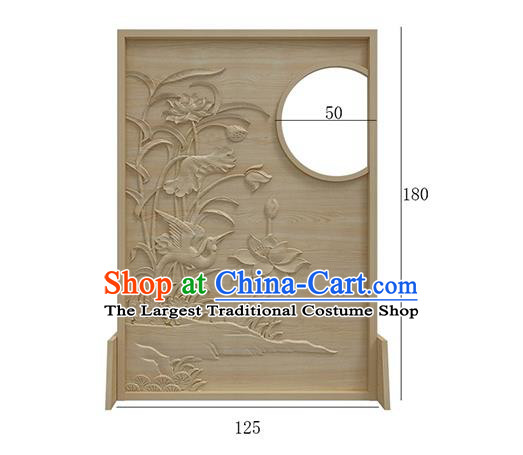 Chinese Living Room Folding Screen Handmade Carving Lotus Wood Screen