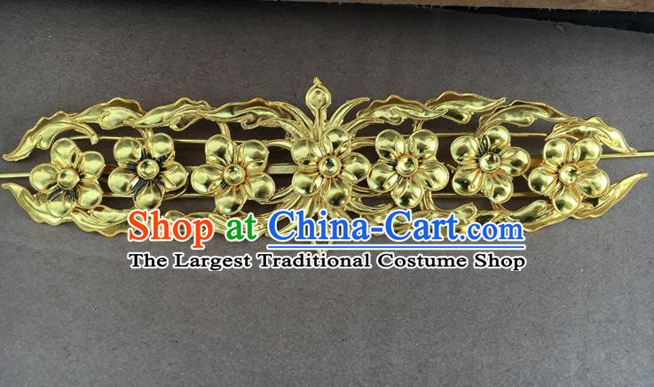 Chinese Traditional Ming Dynasty Queen Hair Accessories Ancient Court Woman Golden Plum Blossom Hairpin
