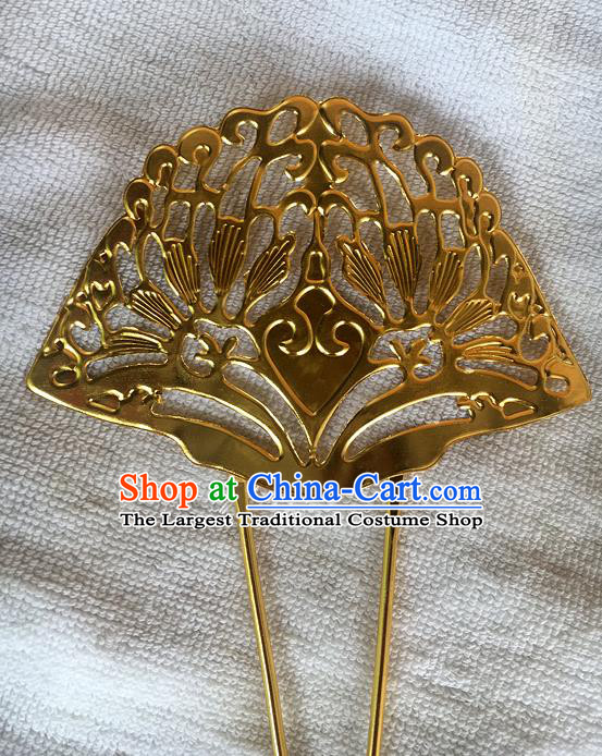 Chinese Ancient Palace Lady Golden Hairpin Traditional Tang Dynasty Princess Hair Stick