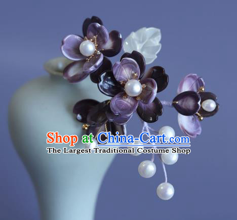 Chinese Ancient Princess Purple Flowers Hair Stick Traditional Hanfu Hair Accessories Hairpin