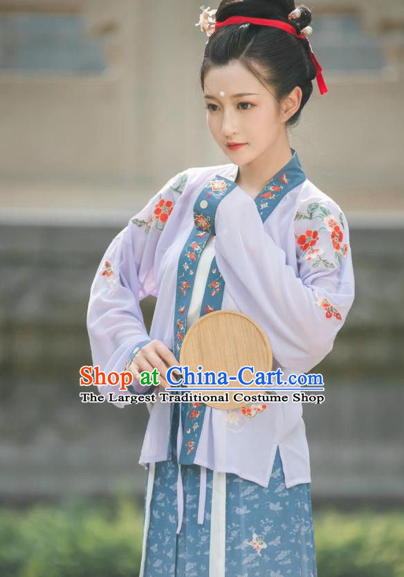 China Traditional Song Dynasty Noble Woman Historical Clothing Ancient Imperial Concubine Embroidered Costumes