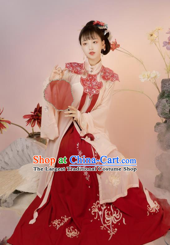 China Ancient Patrician Lady Hanfu Dress Clothing Traditional Ming Dynasty Princess Historical Costumes Full Set