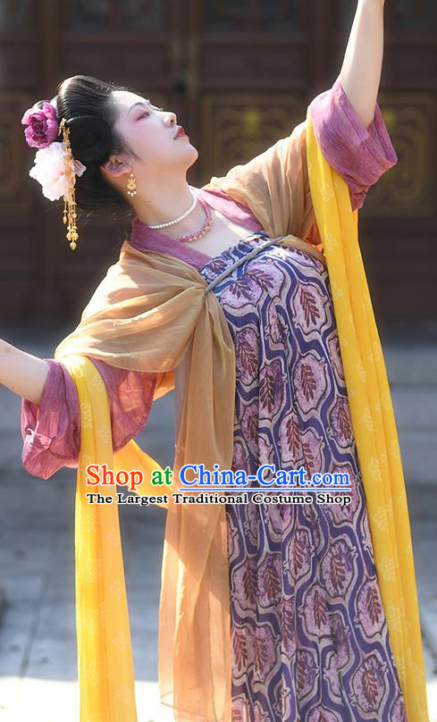 China Ancient Palace Lady Hanfu Dress Traditional Tang Dynasty Young Woman Historical Costumes
